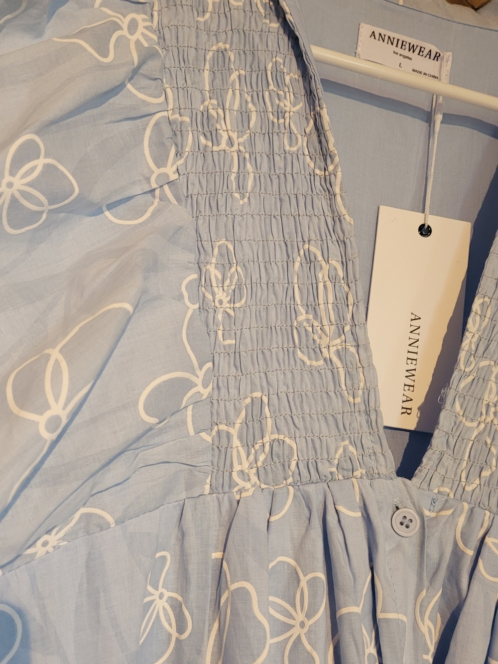 Annie Light Blue Floral Smocked Dress